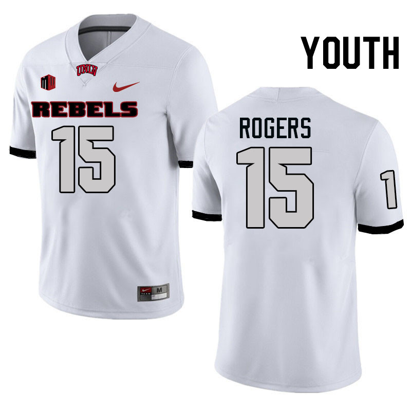 Youth #15 Landon Rogers UNLV Rebels College Football Jerseys Stitched-White